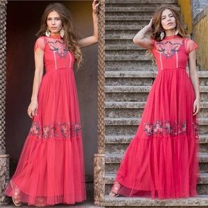 Josephine Maxi Dress in Burnt Coral